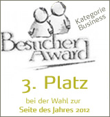 3. Platz des Besucher-Award in der Kategorie Business bei der Abstimmung zur beliebtesten Seite des Jahres 2012.