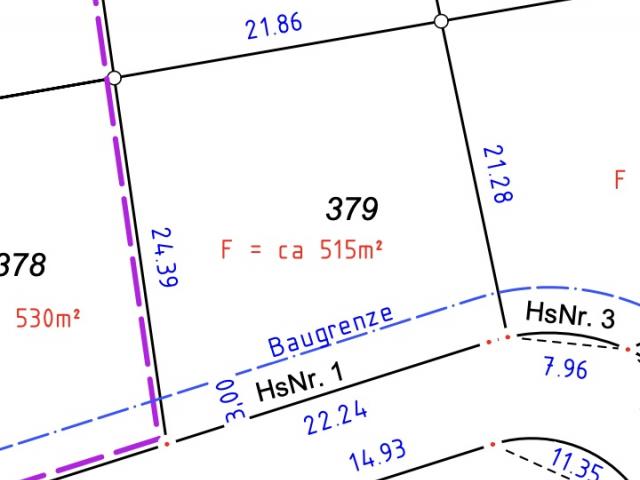 Bauplatz Nr. 379 im Wohngebiet Neubaugebiet Oberau-Süd III, 2. Bauabschnitt