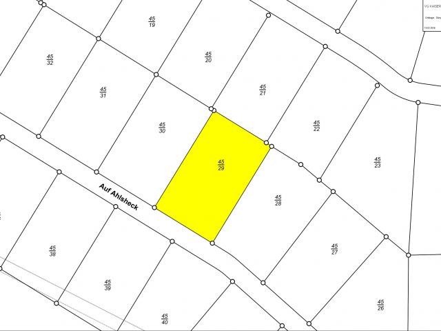 Bauplatz Nr. Flur 4 Nr. 45/29 im Wohngebiet Auf Ahlsheck