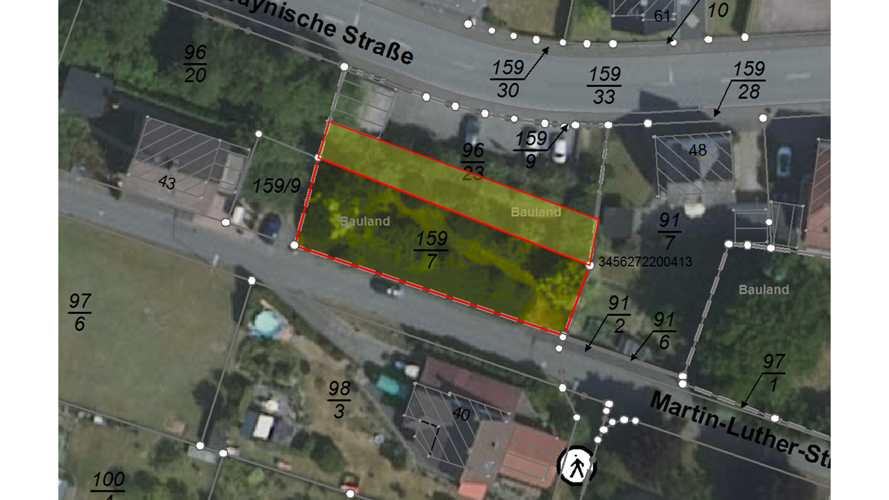 Luftbild mit Kataster, Martin-Luther-Straße, 57567 Daaden