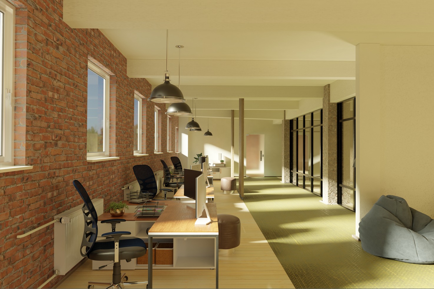 Kreativer Workspace: Industrielles Büroloft mit urbanem Flair!
