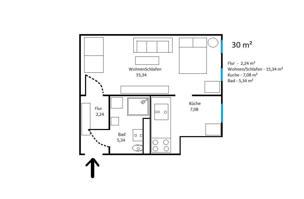 *Komplett MÖBLIERT* 1-Zi-Whg. Vinckestraße - Dortmund, Kreuzviertel