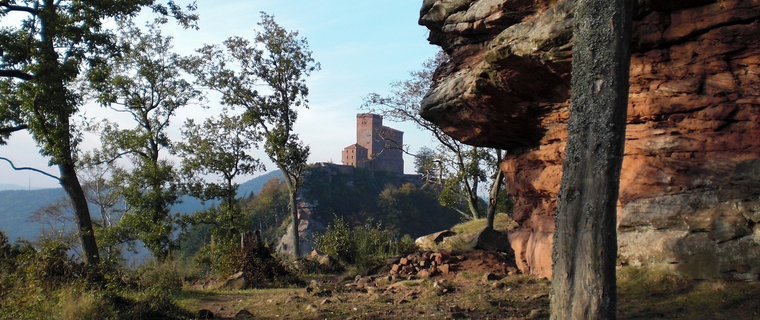 Blick von der Anebos zur Burg Trifels