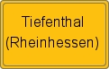 Ortsschild von Tiefenthal (Rheinhessen)