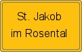 Ortsschild von St. Jakob im Rosental
