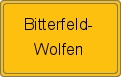 Ortsschild von Bitterfeld-Wolfen