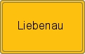 Ortsschild von Liebenau
